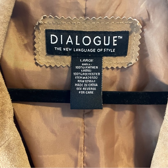 Dialogue Leather Suede Open Trench Coat Vintage - Picture 5 of 5